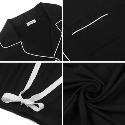 Miniatura 4 de Pijama de bambú ultra suave para mujer, juego de pijama - manga largacon botones.