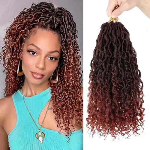 Miniatura 13 de LMZIM Cabello de ganchillo Goddess Locs de 14 pulgadas, 8 paquetes de Faux Locs trenzas de ganchillo para mujeres negras, cabello de ganchillo #2