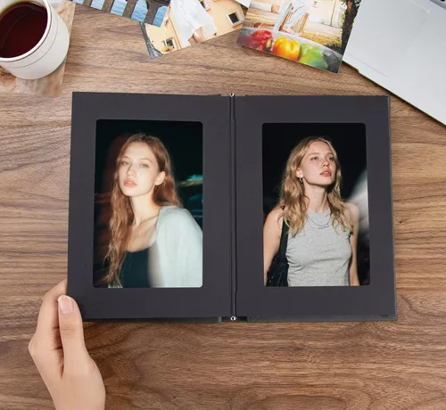 Miniatura 3 de Álbum de fotos pequeño de 4 x 6 pulgadas con capacidad para 24, ideal para álbumes de fotos o fotos temáticas (negro/blanco interior)