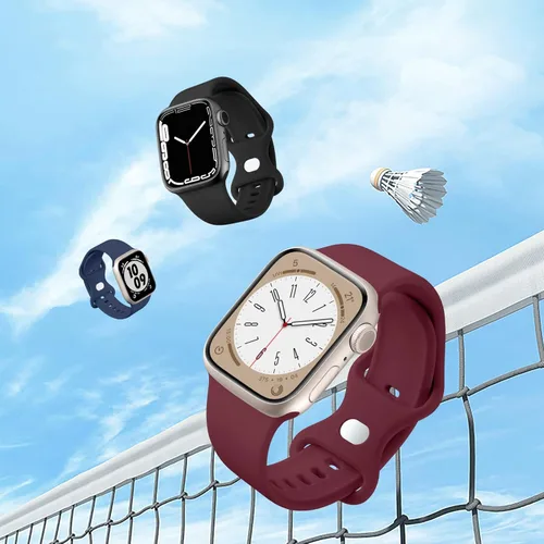 Miniatura 3 de Maledan Paquete de 6 correas compatibles con Apple Watch de 38mm 40mm 41mm 42mm 44mm 45mm 46mm 49mm, mujeres y hombres, correa deportiva de silicona