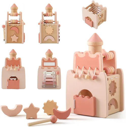 Miniatura 7 de Youuys Cubo de actividades de madera 9 en 1, juguetes Montessori para niños y niñas de más de 3 años, juguetes educativos multiusos de aprendizaje