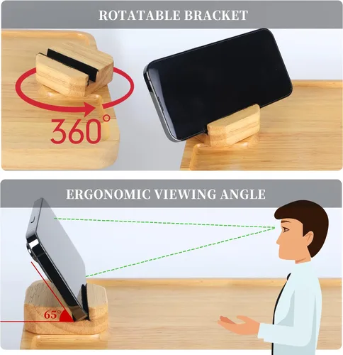 Miniatura 5 de Bandeja de sofá para sofá ancho, brazo de sofá con clip de 15 x 9.8 pulgadas con soporte giratorio de 360°, espacio de ensanchamiento de mesa