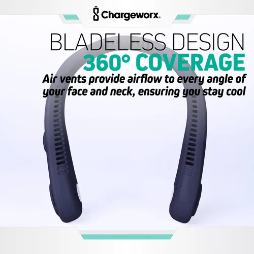Miniatura 7 de CHARGEWORX Ventilador de cuello portátil portátil, ventilador de refrigeración personal sin aspas con batería recargable de 4000 mAh, pantalla LCD