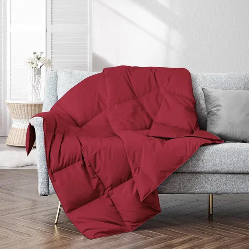 Miniatura 21 de puredown® Manta de Tiro de Plumón de Plumas Suaves Ligera Empacable para Sofá para Uso en Interiores y Exteriores, Manta de Tiro 50"X70", Beige