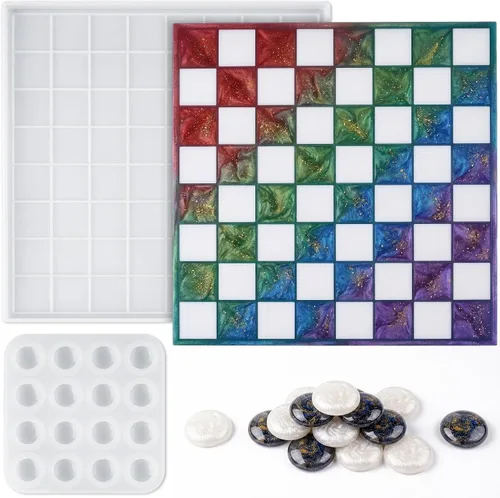 Miniatura 9 de NiArt Kit de moldes de silicona para fundición de resina de 11 x 11 pulgadas, juego de tablero y piezas 3D, manualidades, bandeja epoxi UV