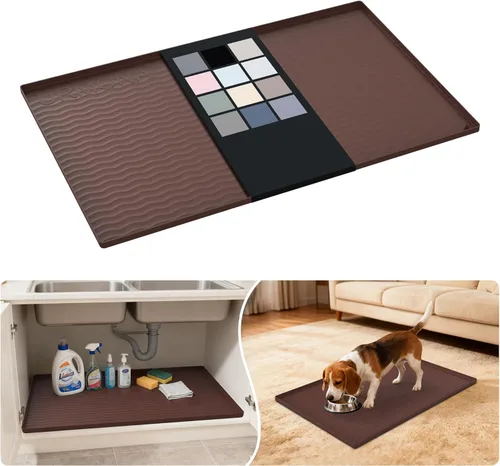 Miniatura 95 de URMONA Tapete de silicona impermeable para debajo del fregadero, 34 x 22 pulgadas, forro para estante de cocina y baño, protector de gabinetes