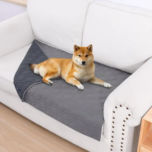 Miniatura 191 de Smiry Funda impermeable para cama de mascota, suave y lavable, para muebles, cama, sofá, reversible, a cuadros (30 x 53 pulgadas, color beige/beige)