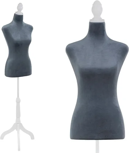Miniatura 8 de FDW Maniquí femenino con forma de vestido de cuerpo, maniquí de costura, maniquí de torso con base de trípode, maniquí ajustable para coser ropa Azul