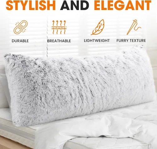 Miniatura 5 de Cheer Collection Almohada larga para el cuerpo, almohada larga suave y mullida para sofá y cama, almohada de felpa para dormir de lado, almohada