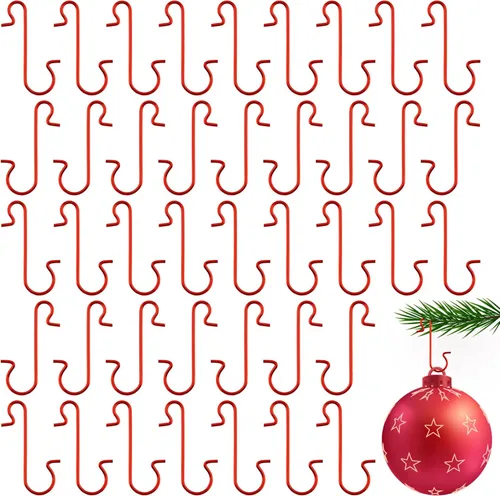 Miniatura 8 de Paquete de 100 ganchos para adornos, ganchos para adornos de Navidad, ganchos para adornos de Navidad, ganchos de alambre de metal, ganchos