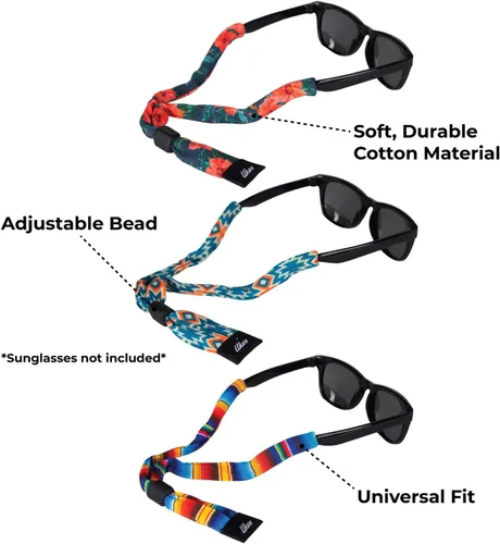 Miniatura 2 de Ukes Correas para gafas de sol y gafas de algodón para niños, paquete de 3 (gafas no incluidas)
