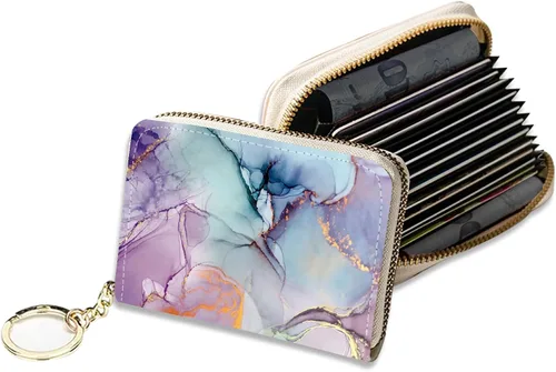 Miniatura 10 de Soporte para tarjetas de crédito, elegante cartera delgada para mujer con bloqueo RFID, perfecta para negocios y uso diario, mantiene tus
