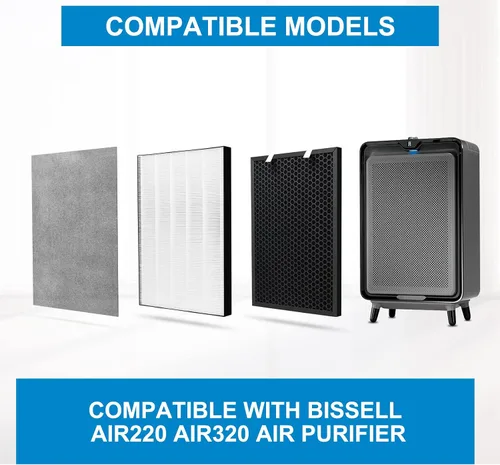 Miniatura 4 de 1 juego de filtro de repuesto Air220 Air320 compatible con purificador de aire Bissell Air220 Air320 2768A 2609A, incluye postes, prefiltros