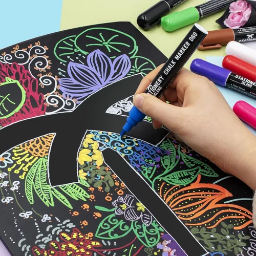 Miniatura 7 de STATIONERY ISLAND Bolígrafos de tiza para pizarra, marcadores de tiza líquida para pizarra y vidrio, bolígrafos de tiza limpiables para dibujo