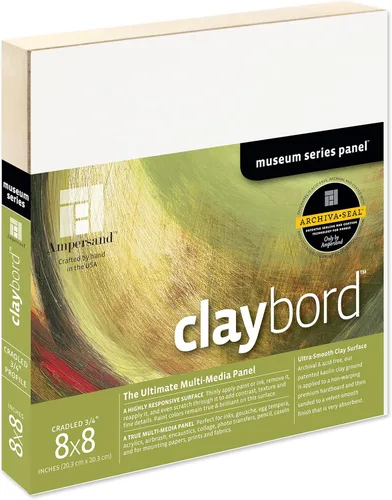 Miniatura 45 de Ampersand Art Supply Panel de pintura de madera: Serie Museo Claybord, 10 "x 10", 2" Perfil con acunado Perfil con cuna de 2