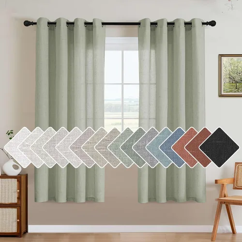 Miniatura 77 de H.VERSAILTEX Elegant - Cortinas texturizadas de lino natural mezclado con eficiencia energética, filtrado de luz, con ojales de níquel