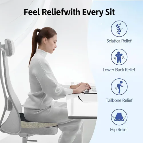Miniatura 5 de Cojín de asiento para aliviar el dolor de coxis, cojín de espuma viscoelástica para silla de oficina y automóvil, almohadilla ergonómica para silla