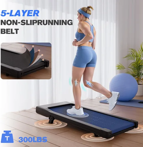 Miniatura 6 de Walking Pad with 6% Incline, 300LBS Capacity Under Desk Treadmill for Home Office, Quiet Portable Mini Treadmill with App & Remote Control, No