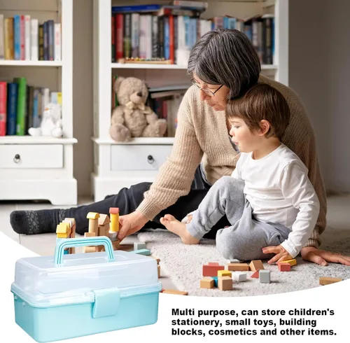 Miniatura 4 de Organizadores y almacenamiento de cajas de aparejos, organizadores y almacenamiento de manualidades de 10 pulgadas, caja de costura de tres capas