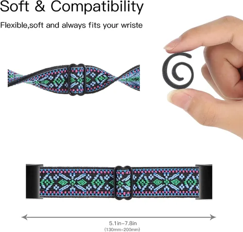 Miniatura 3 de YONWORTH - Banda elástica ajustable para reloj compatible con Fitbit Charge 2. Correa de nailon elástica, suave para muñecas. Pulsera deportiva