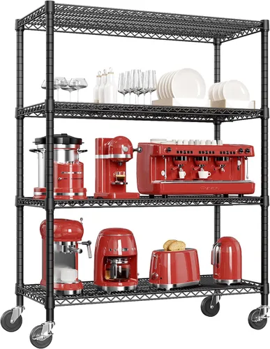Miniatura 10 de IZEUK Estantes de Almacenamiento Conectados, Unidad de Estantería Metálica Ajustable DIY de Servicio Pesado para Esquina, Ideal para Cocina, Garaje
