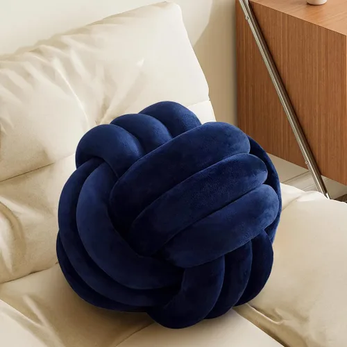 Miniatura 24 de Almohada Bola de Nudo Gris, Almohada Decorativa Hecha a Mano, Cojín Redondo Suave Anudado para Sofá y Dormitorio, Linda Decoración del Hogar