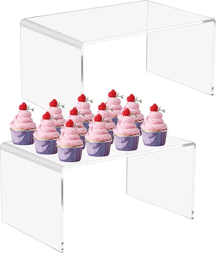 Miniatura 6 de CLAY TONIC Paquete de 2 elevadores grandes de acrílico transparente de 0.197 in de grosor para figuras Funko POP, exhibición al por menor, estante