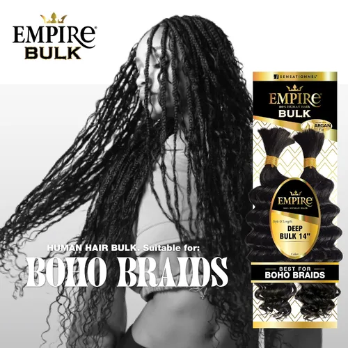 Miniatura 4 de Sensationnel Empire Bulk Braiding – Trenzado a Granel – Trenzas de cabello humano profundo para estilos de caja boho sin nudos o estilos de ondas
