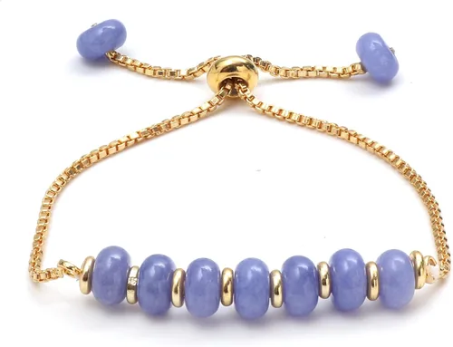 Miniatura 13 de Gempires - Pulsera de cuentas redondas naturales, chapada en oro amarillo de 14 quilates, joyería hecha a mano, pulseras ajustables para mujer