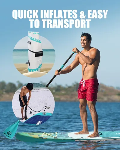 Miniatura 4 de Inflatable Stand-Up Paddle Board: Wide SUP with Full Accessories, Anti-Slip EVA Deck, Paddleboard for Yoga/Surfing/Fishing & More, for Youth & Costa
