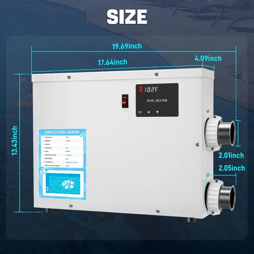 Miniatura 8 de Calentador eléctrico de piscina de 5.5KW 220V 25A para piscina, bañera de hidromasaje y calentador de spa con termostato de pantalla táctil digital