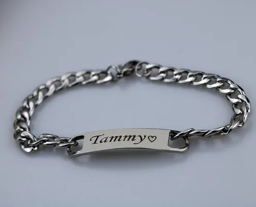 Miniatura 3 de BBFirst Pulsera personalizada de acero inoxidable grabada con letras de nombre personalizables para hombres
