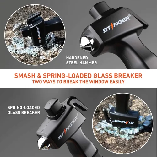 Miniatura 3 de Stinger Super Duty Herramienta de escape de emergencia para automóvil, martillo de seguridad de vehículo de acero al carbono endurecido, 1 pieza