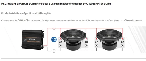 Miniatura 8 de PRV Audio Amplificador de subwoofer monobloque clase D de 1400 vatios RS1400 BASS 1 ohmio - 12 voltios amplificador para automóvil, crossover