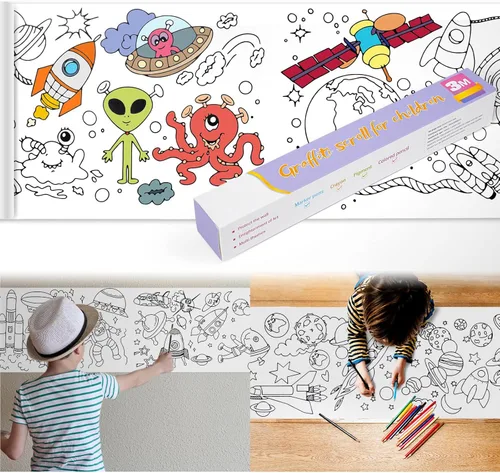 Miniatura 10 de 2 piezas de rollo de dibujo para niños, rollo de papel para colorear para regalo para niños, rollo de papel de dibujo y pintura DIY de 120 * 11.8
