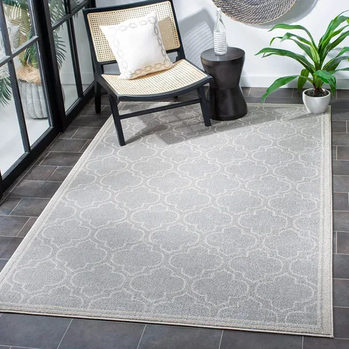 Miniatura 11 de Safavieh Amherst Collection Tapete AMT412A para interiores/exteriores de color marfil y verde claro, Polipropileno
