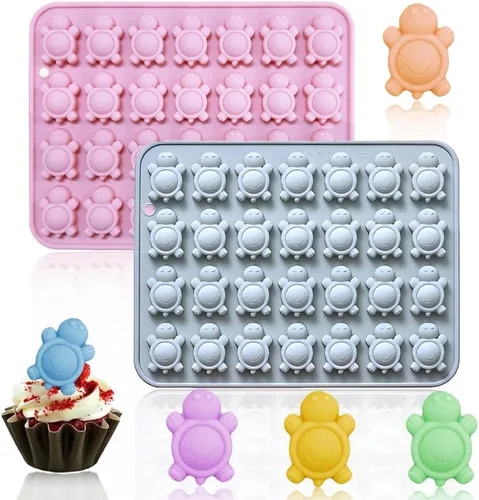 Miniatura 8 de Paquete de 2 moldes de chocolate con 6 cavidades de silicona de tortuga para pasteles, gomitas, gelatina, cubitos de hielo, decoración de pasteles