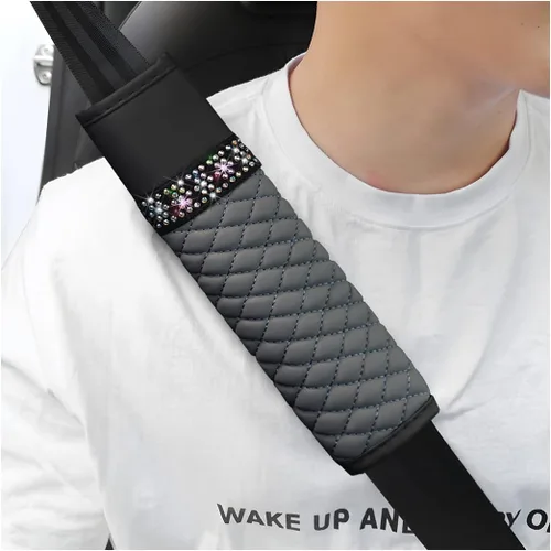 Miniatura 12 de zipelo 2 fundas para cinturón de seguridad de automóvil, almohadillas de cuero transpirable que protegen tu cuello, correas de arnés para una Negro