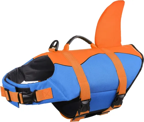 Miniatura 36 de Queenmore - Chaleco salvavidas Ripstop de tiburón para perro, ajustable, con alta flotabilidad y asa de rescate duradera, para perros pequeños