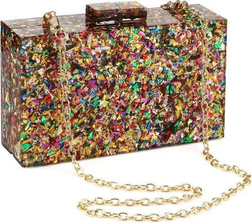 Bolsos de noche para mujer, bolsos de noche acrílicos multicolores, bolsos y bolsos de hombro, bolso cruzado formal, boda, fiesta de graduación