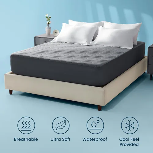 Miniatura 2 de Sleep Zone Protector de colchón refrescante individual, almohadilla de ropa de cama impermeable para personas que duermen con calor, cubrecolchón