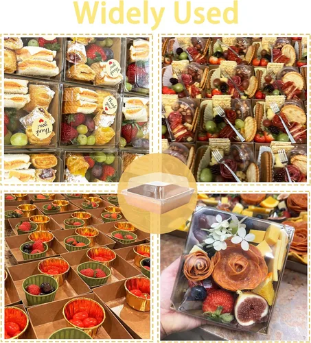 Miniatura 4 de XININSUN Cajas pequeñas de embutidos con tapas transparentes, mini caja de papel para llevar, recipientes de alimentos desechables, cajas de postre