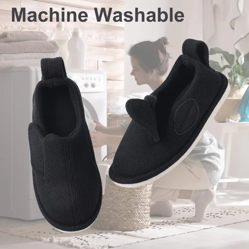 Miniatura 7 de IIITHREE Pantuflas de espuma viscoelástica suaves y ligeras para mujer con forro que absorbe la humedad, cierre ajustable y pantuflas de casa
