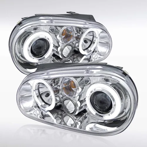 Autozensation Compatible con Volkswagen Golf MK4 1999-2006, Volkswagen GTI 1999-2006, conjunto de faros delanteros izquierdo + derecho, carcasa