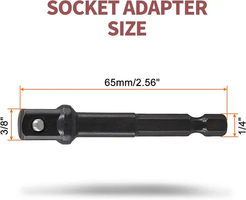 Miniatura 3 de Biaungdo Adaptador de broca cuadrada, 5 piezas de extensión de enchufe de impacto hexagonal de 1/4, adaptador de enchufe de impacto para taladros