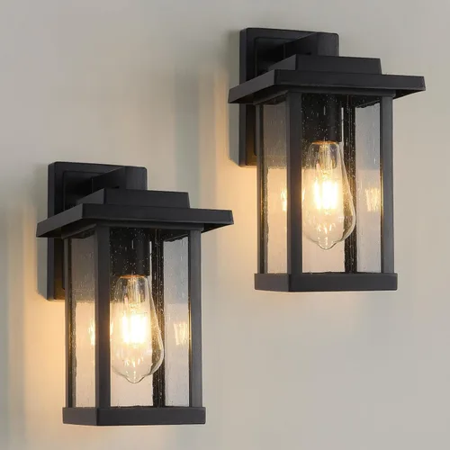 Miniatura 13 de Aplique de pared para exteriores, lámparas de porche exterior, luces de pared exterior antioxidantes para montaje en pared en acabado de grano