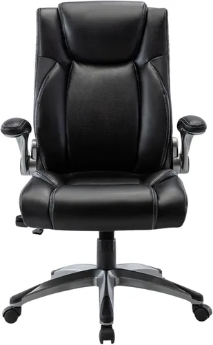 Miniatura 16 de Silla de oficina ejecutiva, silla ergonómica de escritorio para computadora, silla de cuero con respaldo alto con brazos abatibles acolchados, silla
