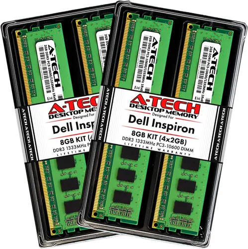 A-Tech 8 GB (4 x 2 GB) RAM para Dell Inspiron 580, 580s | DDR3 1333MHz DIMM PC3-10600 240-Pin Non-ECC UDIMM Kit de actualización de memoria de (2 GB