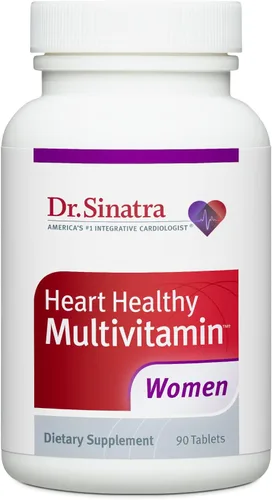 Dr. Sinatra Multivitamínico saludable para el corazón para mujeres con vitamina D 1000 UI, A, B12, C, E, biotina, ácido fólico y zinc, 90 tabletas