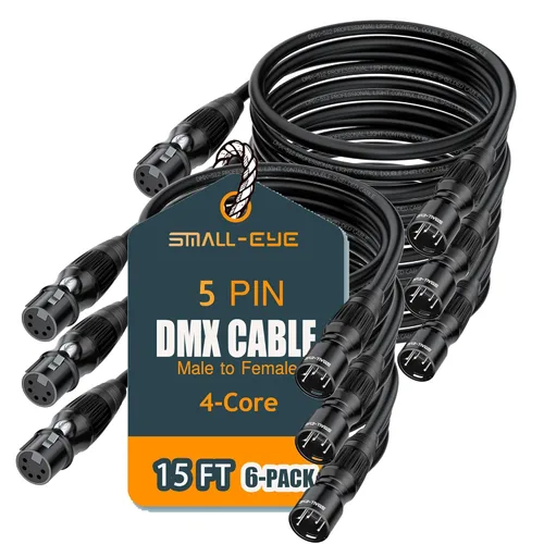 Miniatura 11 de SMALL-EYE Cable DMX de 5 pines de 3 pies, paquete de 8 – Cable de iluminación de escenario macho a hembra de 4 núcleos DMX512 (3 pies)